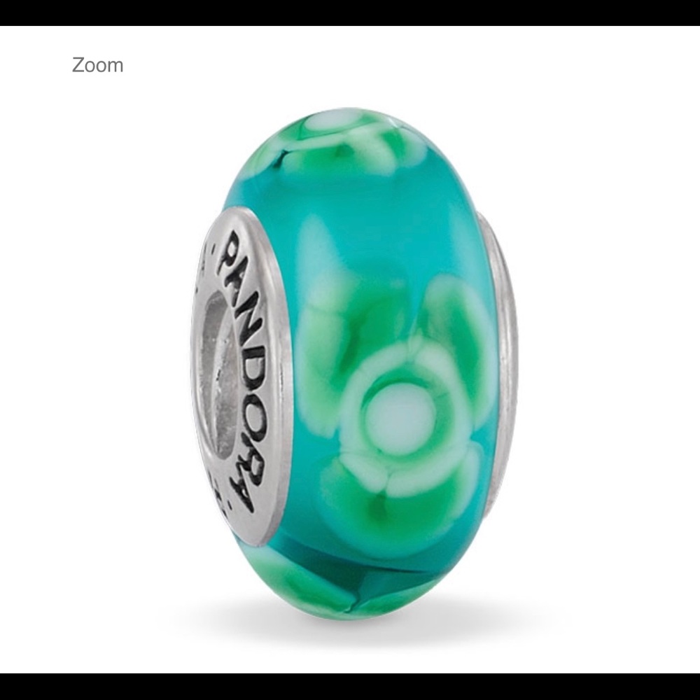 Pandora “flowers for you” murano charm green-aqua